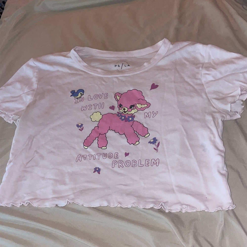 Pink Graphic Crop Tee - 'Attitude Problem'